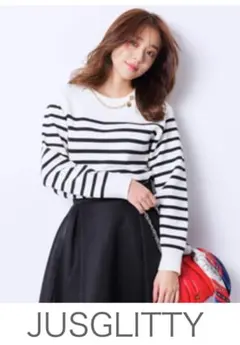 JUSGLITTY モチーフ&チェーンネックニット
