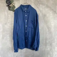 無印良品　長袖シャツ リネン　ネイビー　Mサイズ