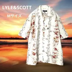 美品✨ライルアンドスコット　アロハシャツ【M】ベージュ系　総柄　ハイビスカス