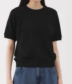 無印良品　婦人ライトスウェットクルーネック半袖Ｔシャツ　黒Lサイズ