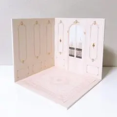 【再販】ハンドメイド　ドールハウス用　ロココ調ミニチュア背景ボード （絨毯付き）