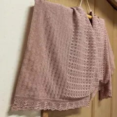 レース編みショール②　着物用ショール　光沢淡いピンク
