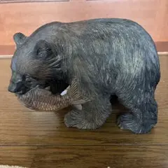 木彫り 熊 鮭 木彫 置物 北海道 民芸品 昭和63年　浅光作 木彫り 熊 鮭 木彫 置物 北海道 民芸品 昭和63年 浅光作 昭和レトロ