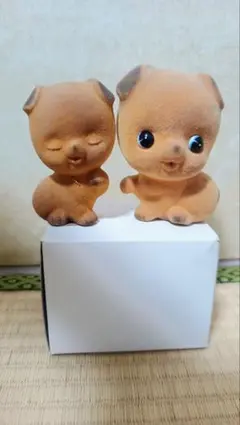レトロ 貯金箱 2体セット フロッキー加工