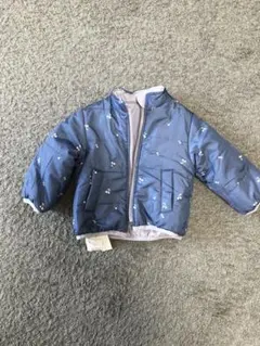 新品ブルーチェリー柄 ダウンコート90センチ