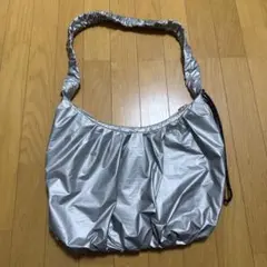 しまむら ナイロン シルバー ギャザーバッグ ショルダーバッグ 韓国