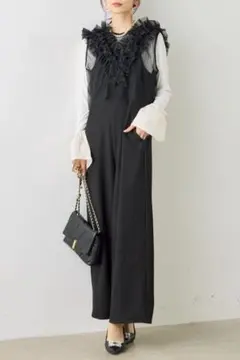 チュールフリル ベスト セットアップ ハレの日Frene フラーネ 黒