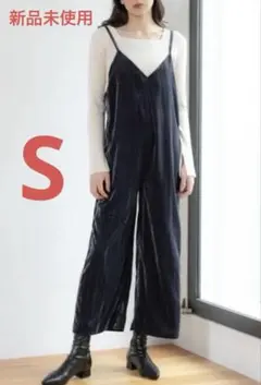 新品　LAKOLE ラコレ　ベロアサロペット S ネイビー　オールインワンのサムネイル