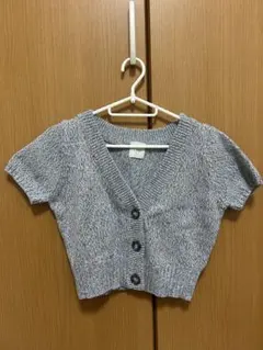 Vネック 半袖ニットカーディガン