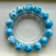 天然無処理　ラリマー ブレスレット 15mm-77.2g