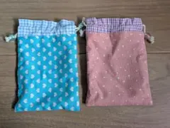 ハート模様の巾着袋 2個セット