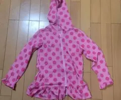 ピンク 水玉 フード付き ラッシュガード 120cm