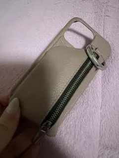ajew ジッパーポケット付ピンクベージュケース