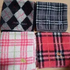 バーバリータオルハンカチセット、濃いピンク他