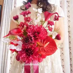 ミニ蘭とダリアのシックな☆クラッチブーケ☆ブートニア付き