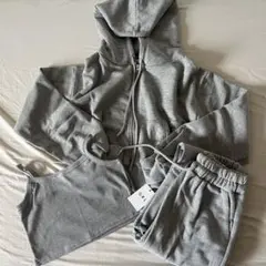 新品GRL ジップパーカー×キャミ×ワイドパンツ裏起毛セットアップ[pm229]