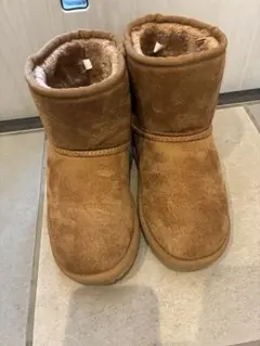 キッズ　ムートン　ブラウン スエード ショートブーツ　21cm