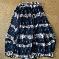 melange メラーンジュ　ネイビー総柄バルーン調コクーンスカートＳ〜MＬ