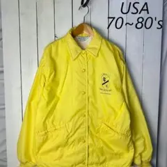USA古着 70s～80s ナイロン コーチジャケット L～XL 黄色 オールド