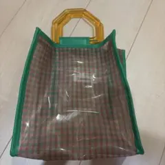 Casselini プリントチュールミニトート オレンジ グリーン クリアのサムネイル