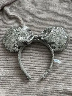 シルバー スパンコール ミッキー耳カチューシャ