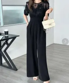 ABITOKYO ブラックレース オールインワン サロペット Lサイズ