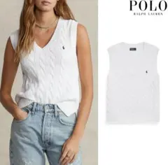 【1度着用】Polo by Ralph Laurenケーブルニットコットンベスト