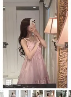 【新品未使用品】ティアードデザインキャミワンピースピンク　フリーサイズ