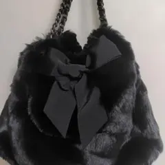 インゲボルグ　フェイクファー　 リボン　トートバッグ