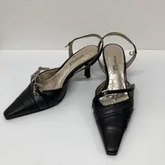 エレガント ブラック ポインテッドトゥ ハイヒール