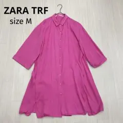 ◆ ZARA TRF ザラ　長袖　シャツ　チュニック　ワンピース　ピンク　M