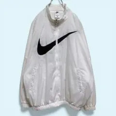 Nike☆ナイロンジャケット スウィッシュロゴ ビッグロゴ 襟高 ホワイト L