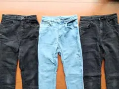 スキニー ジーンズ 3本 まとめ売り デニム 黒 青　61cm