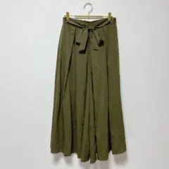 新品タグ付き　Diosfront ウエストリボンワイドシルエットスカパン　カーキ