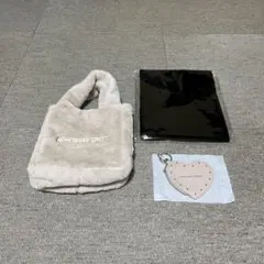 sweet12月号ミルクティーベージュな♡ ファー バッグ＆ハートポーチチャーム