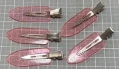 クリアピンク【ヘア土台5個】前髪クリップ　フラット ホイップデコ
