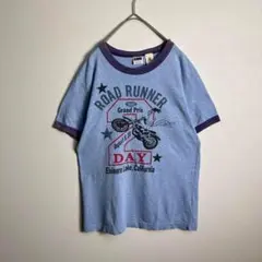 【激レア】リンガーTシャツ　ルーニーテューンズ　カナダ製ブルー　青　アメコミ　S