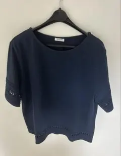 【GRACIER】ネイビー 半袖Tシャツ Lサイズ レースディテール
