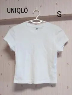 S [UNIQLO /ユニクロ] ショート丈 半袖Tシャツ ホワイト sのサムネイル
