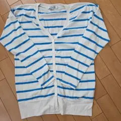 ボーダー柄 長袖カーディガン L
