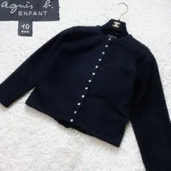 5 agnès b. ENFANT 黒 ボア プレッションカーディガン 10