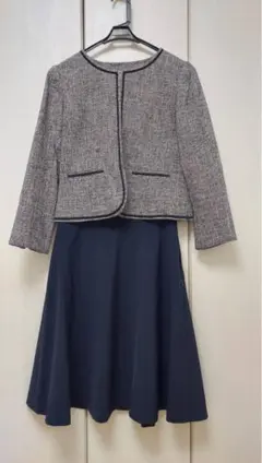 グレー×ネイビー ツイード セットアップ