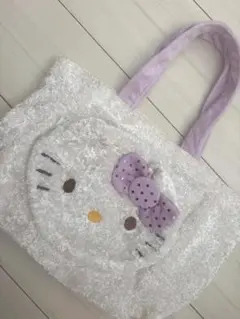 【平成レトロ】激レア　ハローキティ パープル×ホワイト　トートバッグ