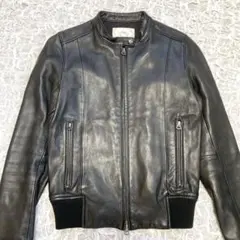 SHIPS シップス　ラムレザー　レザージャケット　黒　Sサイズ