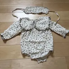 花柄ロンパース・ヘアバンド付き
