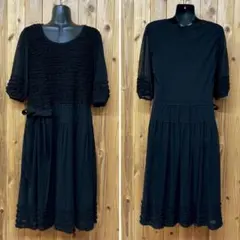 <美品>INGEBORG インゲボルグ 半袖チュールレースワンピース ピコフリルのサムネイル