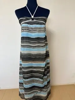 ストライプマキシドレス ホルターネック