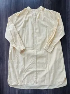 140 UNIQLO U ストライプシャツワンピース　イエロー　綿