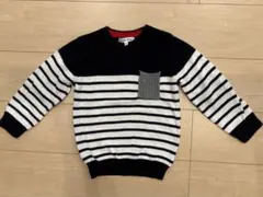 GLOBALWORK ネイビーとホワイトのストライプセーター M 100〜110