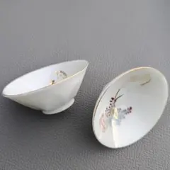 ヴィンテージ　昭和初期　クルリ　黒川製造　盃　2客セット　金彩　陶器　酒器
